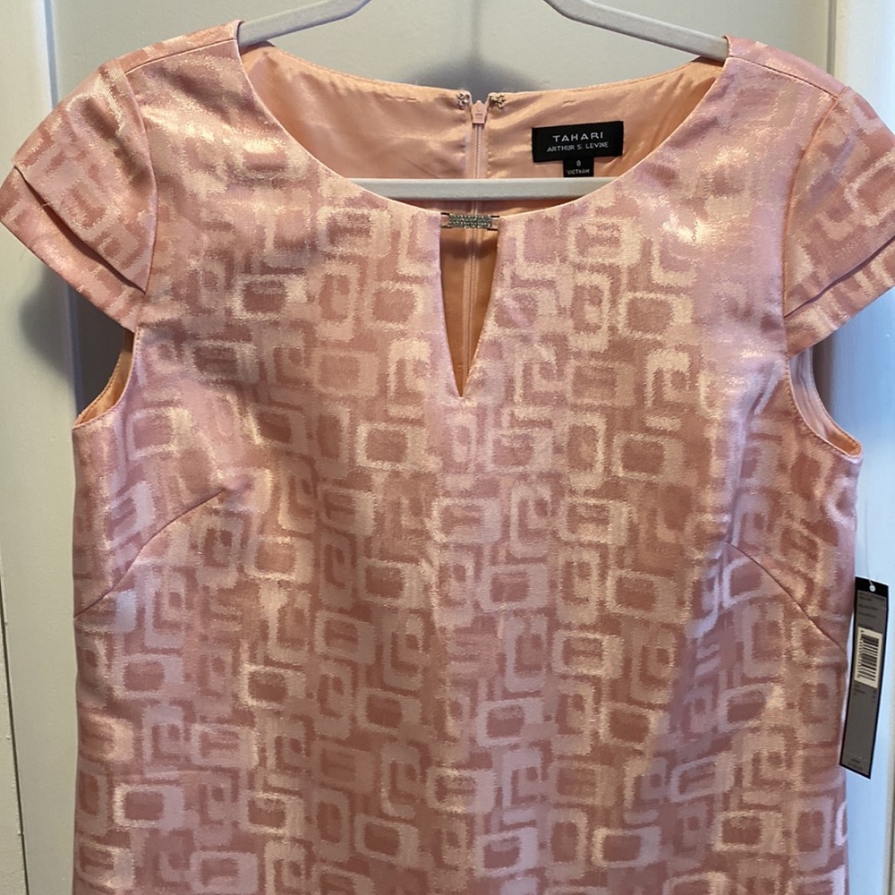 Tahari ASL Pink Jacquard Shift Dress